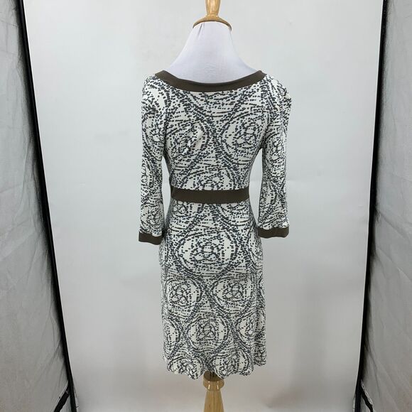 Athleta Geometric Dress Womens S Small Quarter Sleeve Surplice Neck Stretch Fit - Picture 5 of 10
